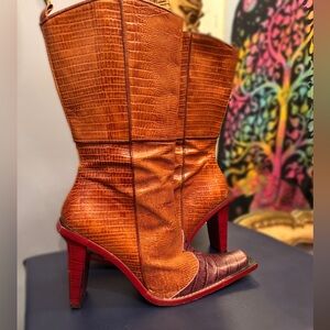 Café de Paris Wine/Deep Carmel leather Cowboy Boots | Made in Italy | EU 40